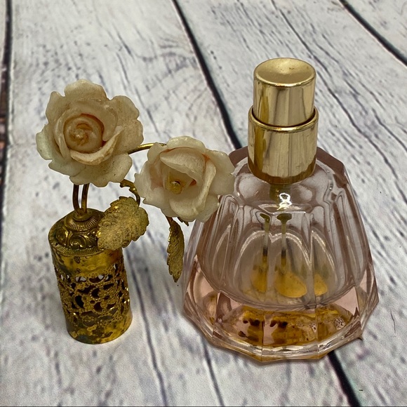 Vintage Tompadour pink rose gold perfume bottle - Picture 7 of 8